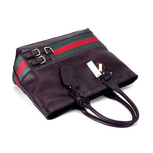 1:1 Gucci 247575 Gucci Heritage Large Tote Bags-Coffee Leather - Click Image to Close